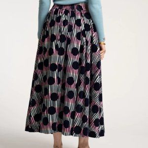 NWT Frances Valentine Ball Skirt Scoop Flocked Velvet Navy Multi